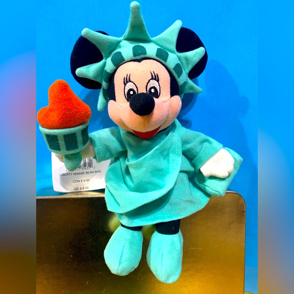 DISNEY STORE EXCLUSIVE NWT 1990s LIBERTY MINNIE/STATUE OF LIBERTY BEAN BAG PLUSH